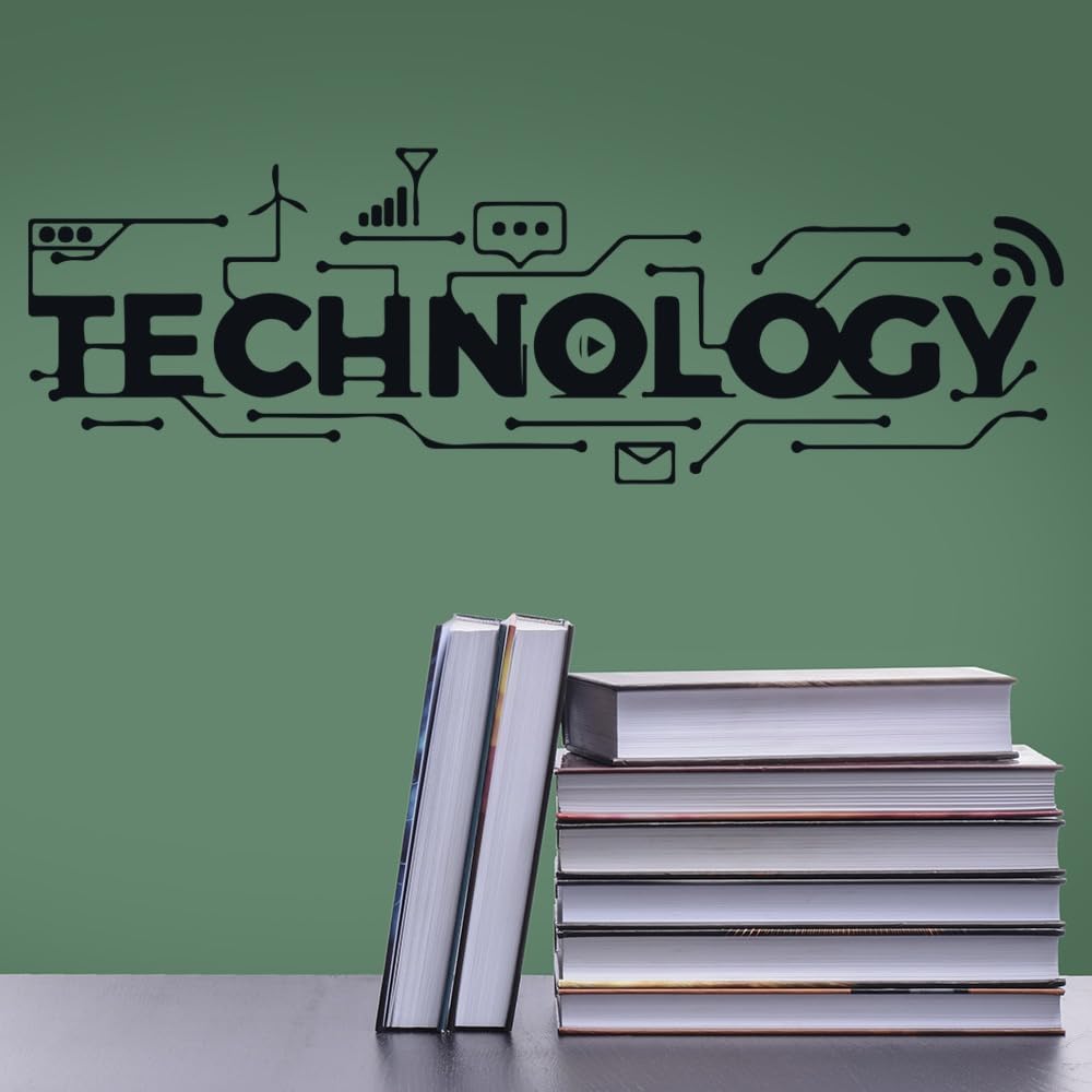 Educational Wall Stickers for Library, School Labs & Classrooms – Learning Decor with Motivational Quotes, Science, Math & Reading Themes – Removable Vinyl Decals Technology