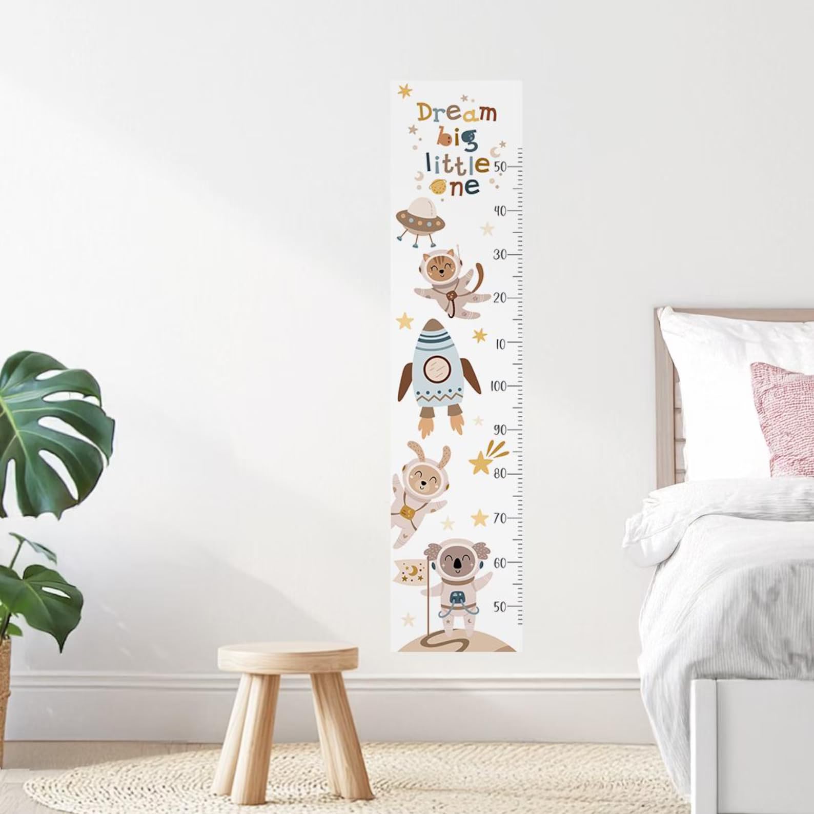 Giraffe Height Chart Wall Sticker for Kids – Fun Growth Chart with 1350mm Measurement – Removable – Colorful Design for Kids' Room (Space)