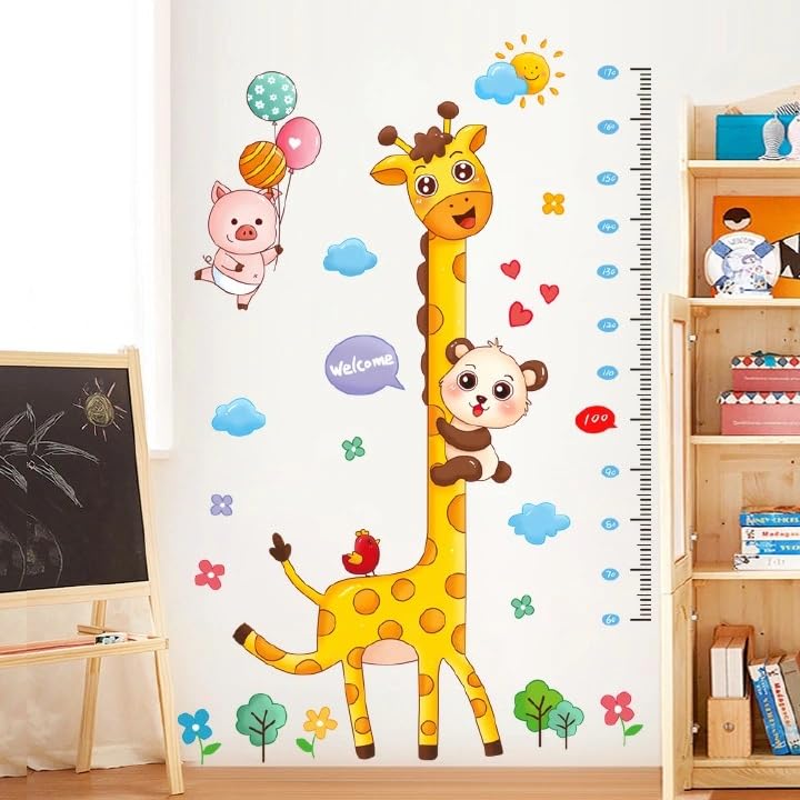 Giraffe Hight Growth Wall Sticker for Kids Room