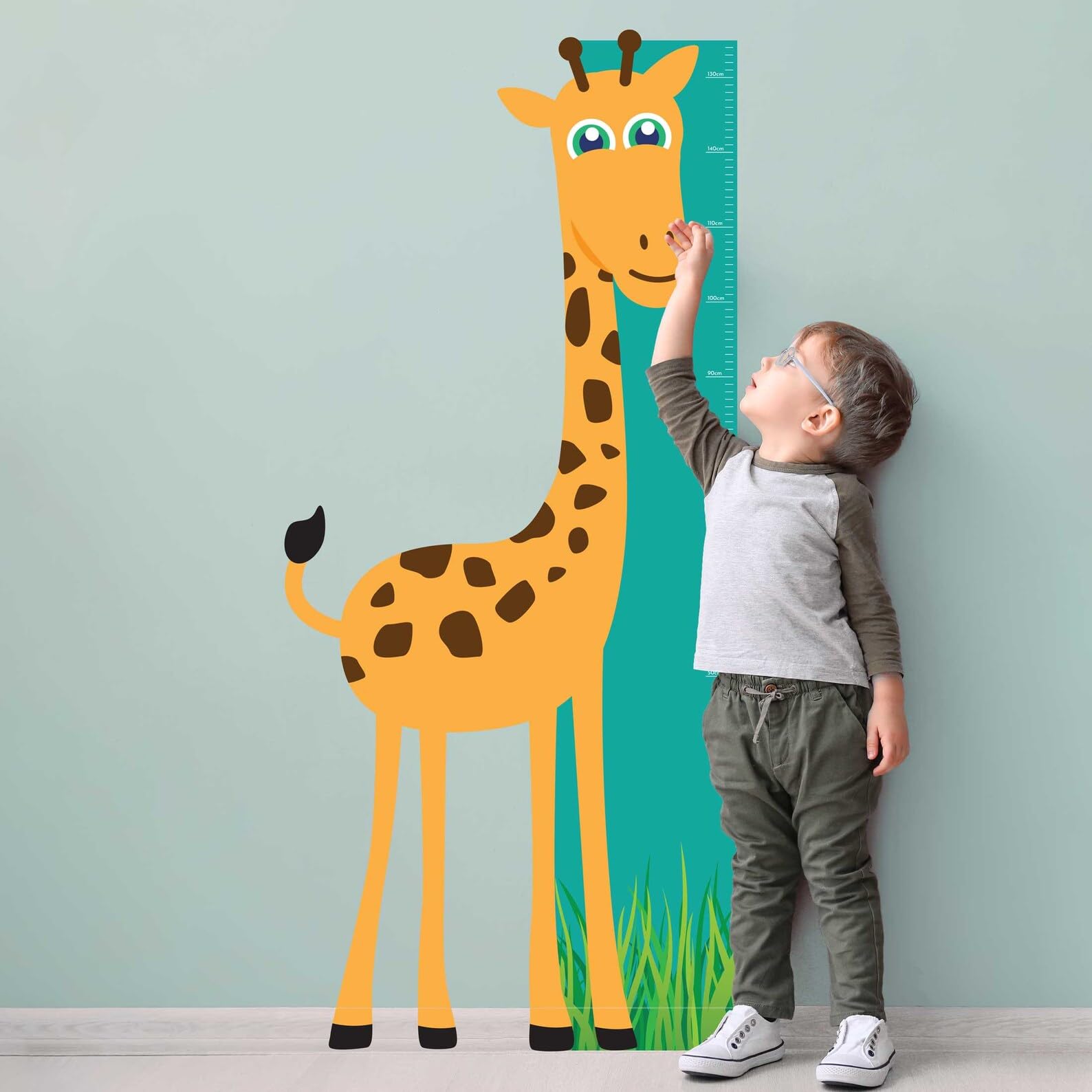Giraffe Height Chart Wall Sticker for Kids – Fun Growth Chart with 135cm Measurement – Removable – Colorful Design for Kids' Room (Giraffe)