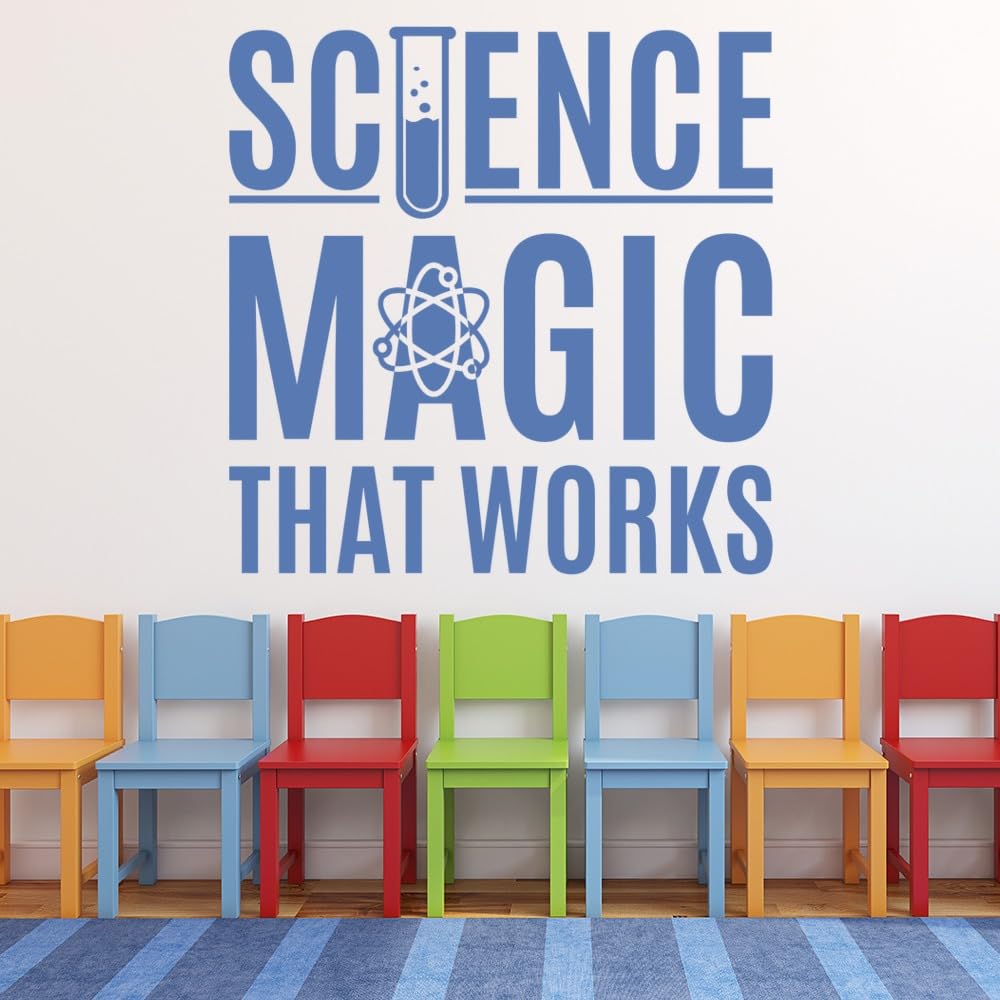 Educational Wall Stickers for Library, School Labs & Classrooms – Learning Decor with Motivational Quotes, Science, Math & Reading Themes – Removable Vinyl Decals (Science is Magic, Large)