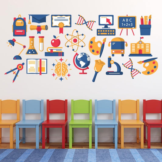 Educational Wall Stickers for Library, School Labs & Classrooms – Learning Decor with Motivational Quotes, Science, Math & Reading Themes – Removable Vinyl Decals Science Laboratory