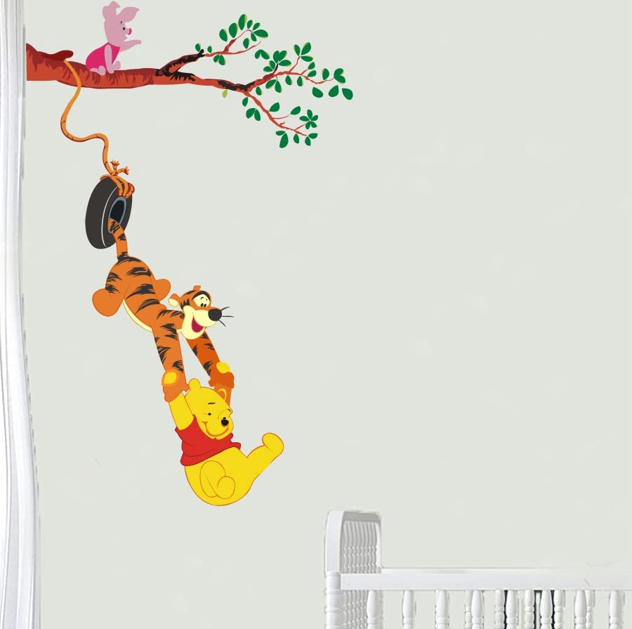 Animal Wall Sticker for Kids Room Size 95cm X 115cm, Peel and Stick Jangals Set Wall Decal for Nursery, Kids Wall Decor, Jungal Themed Decals, (Lion Hanging)