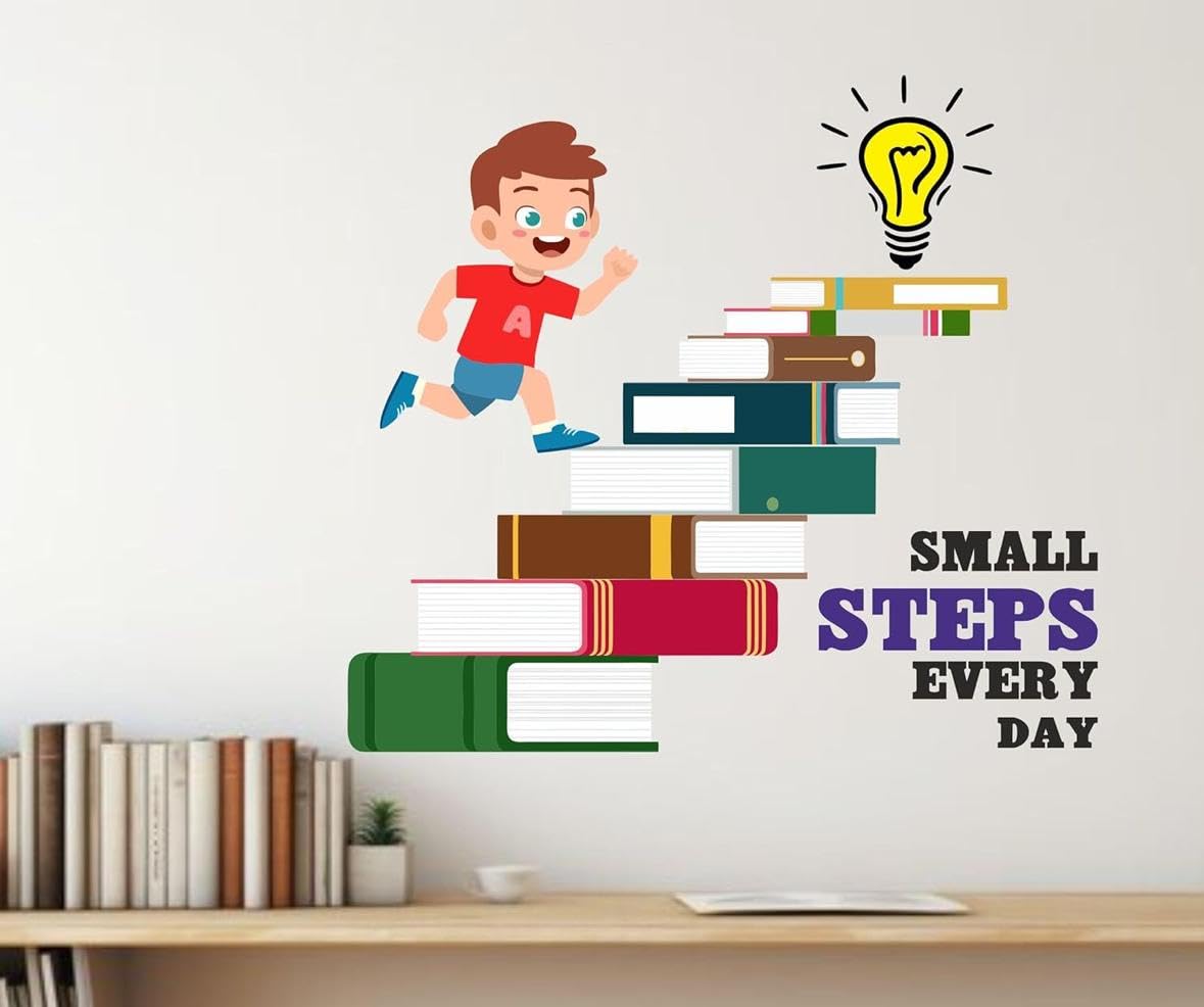 Nursery Wall Sticker, Baby Kids Learning Education, Pre School and Kindergarten Alphabets Wall Sticker, Childrens Room (Small Step Every Day, 45Cm x 60 cm)