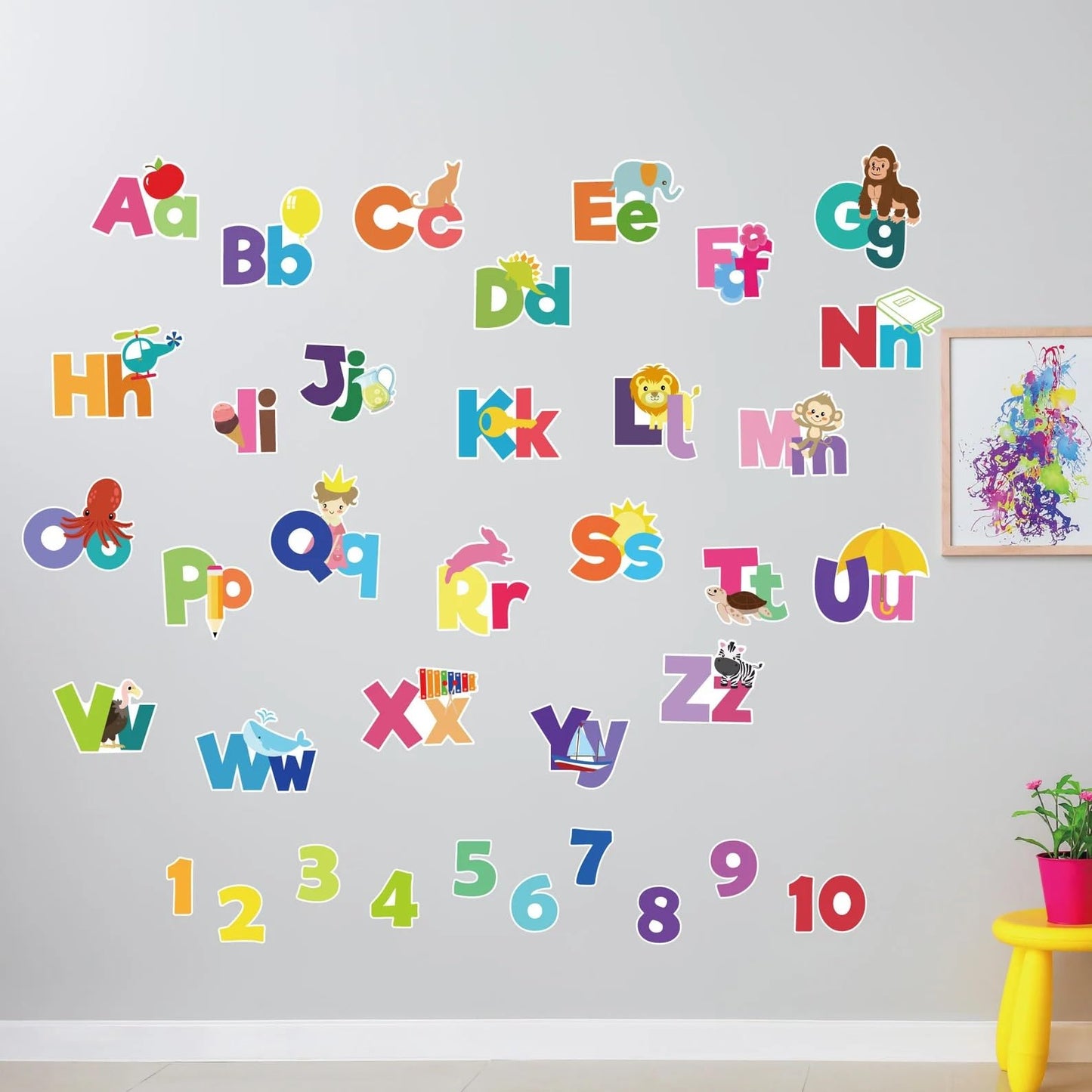 Nursery Wall Sticker, Baby Kids Learning Education, Pre School and Kindergarten Alphabets Wall Sticker, Childrens Room