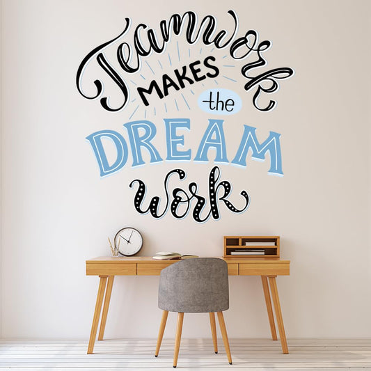 Educational Wall Stickers for Library, School Labs & Classrooms – Learning Decor with Motivational Quotes, Science, Math & Reading Themes – Removable Vinyl Decals (Teamwork, Small)