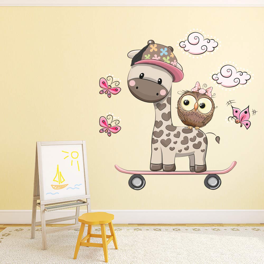 Educational Wall Stickers for Kids Room & Nursery – Fun Learning Decor for Playgroup, Preschool & Kindergarten Cute Giraffe