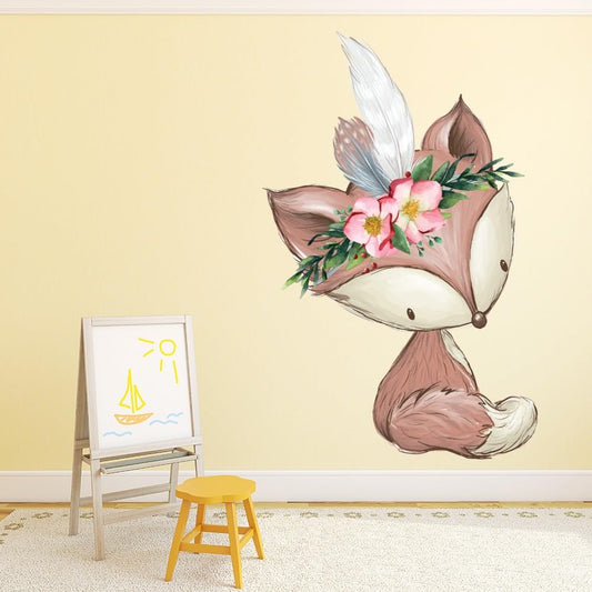 Educational Wall Stickers for Kids Room & Nursery – Fun Learning Decor for Playgroup, Preschool & Kindergarten Floral Fox