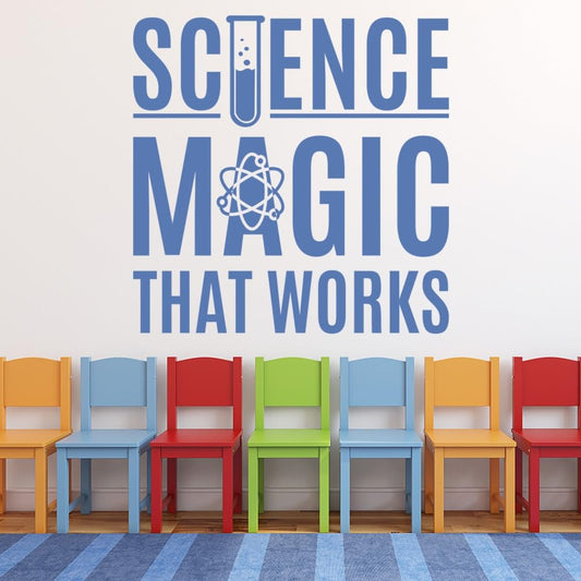 Educational Wall Stickers for Library, School Labs & Classrooms – Learning Decor with Motivational Quotes, Science, Math & Reading Themes – Removable Vinyl Decals (Science is Magic, Medium)