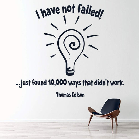 Educational Wall Stickers for Library, School Labs & Classrooms – Learning Decor with Motivational Quotes, Science, Math & Reading Themes – Removable Vinyl Decals (Have Not Failed, Small)