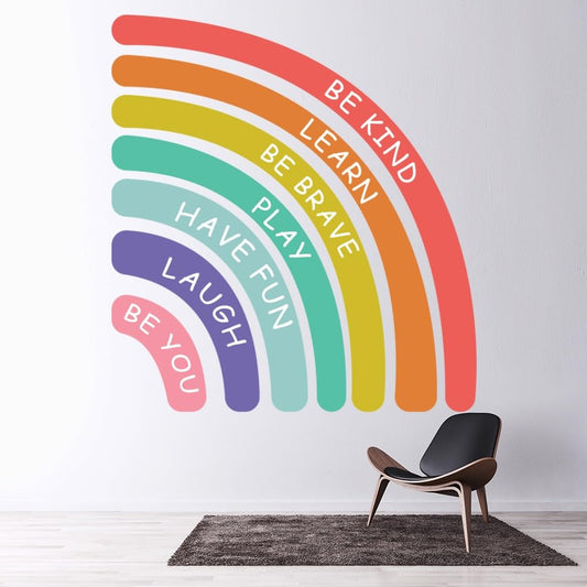Educational Wall Stickers for Kids Room & Nursery – Fun Learning Decor for Playgroup, Preschool & Kindergarten (Be Kind Rainbow, Medium)