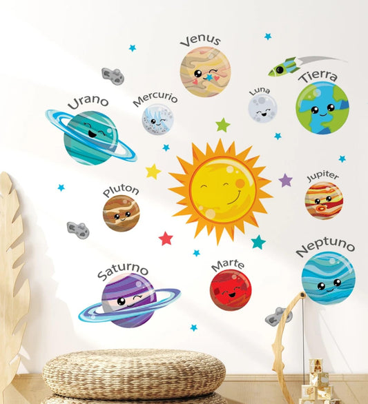 Planets Wall Sticker for Kids Room, Peel and Stick Planet Set Wall Decal for Nursery, Kids Wall Decor, Nursery Space Themed Decals, Solar System