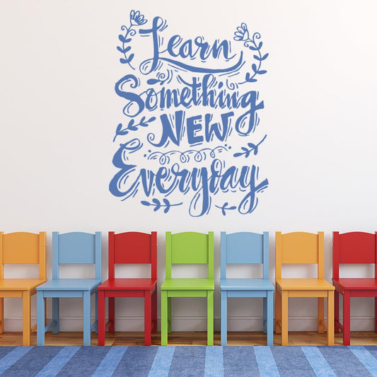 Educational Wall Stickers for Library, School Labs & Classrooms – Learning Decor with Motivational Quotes, Science, Math & Reading Themes – Removable Vinyl Decals (Learn Something New, Small)