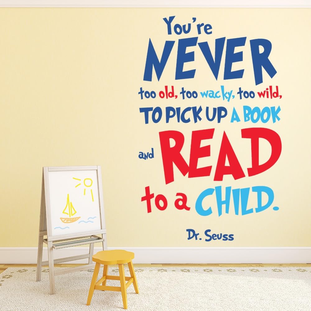 Educational Wall Stickers for Library, School Labs & Classrooms – Learning Decor with Motivational Quotes, Science, Math & Reading Themes – Removable Vinyl Decals (Read to A Child, Small)