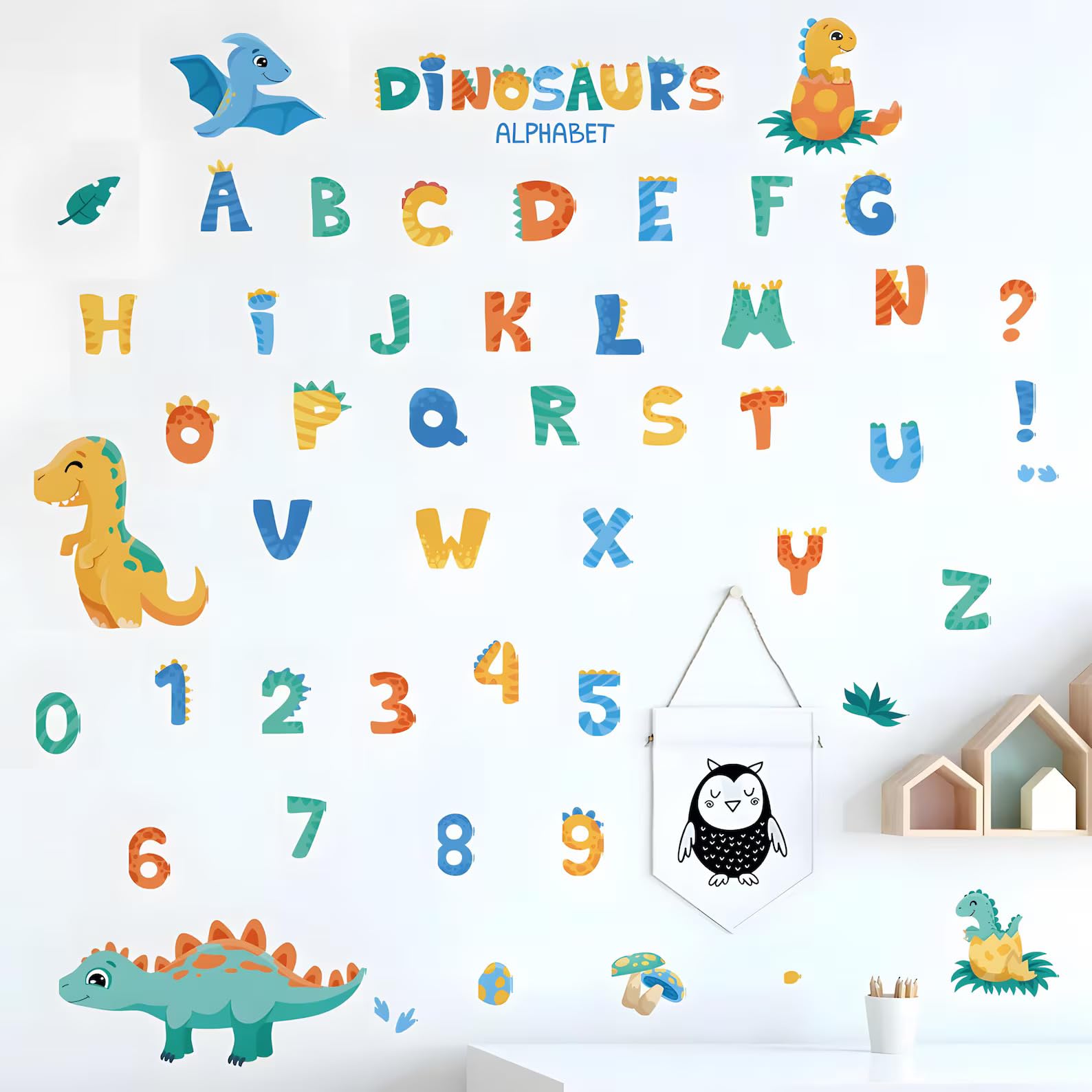 Nursery Wall Sticker, Baby Kids Learning Education, Pre School and Kindergarten Alphabets Wall Sticker, Childrens Room (Animal Cartoon, 45Cm x 60 cm)