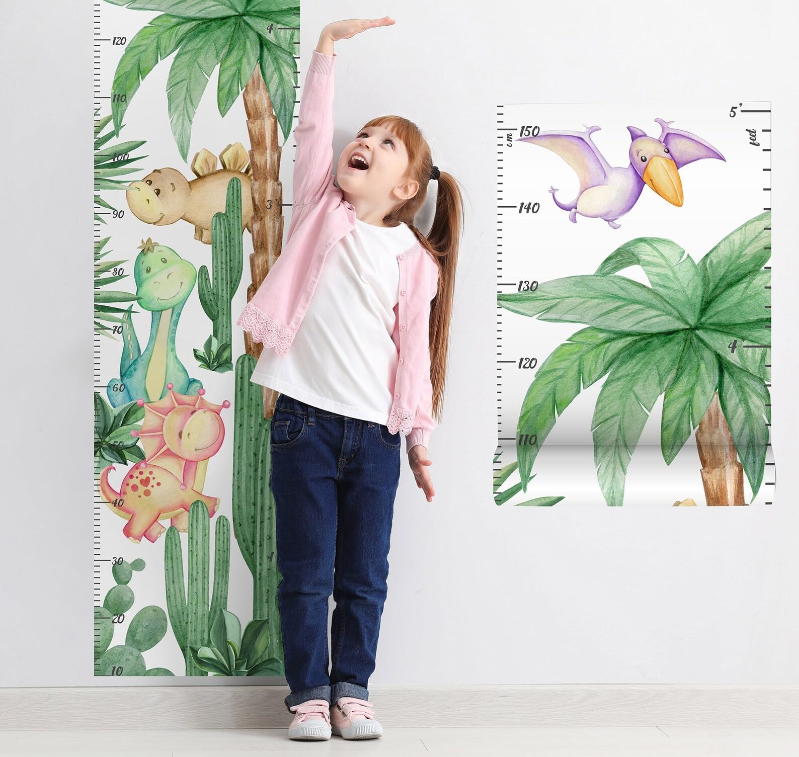 Giraffe Height Chart Wall Sticker for Kids – Fun Growth Chart with 150cm/ 5 Foot Measurement – Removable – Colorful Design for Kids' Room (Hight-B)