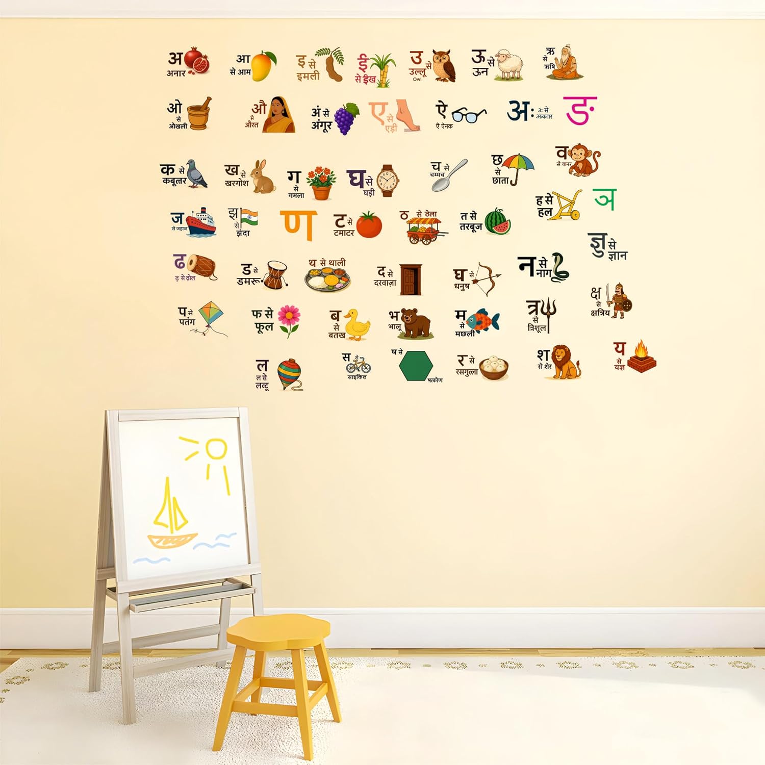 Hindi Alphabets Varnamala Educational Wall Sticker for Kids School playgroup