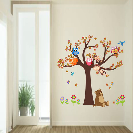 Animal Wall Sticker for Kids Room Size 95cm X 115cm, Peel and Stick Jangals Set Wall Decal for Nursery, Kids Wall Decor, Jungal Themed Decals, (Three Animal)
