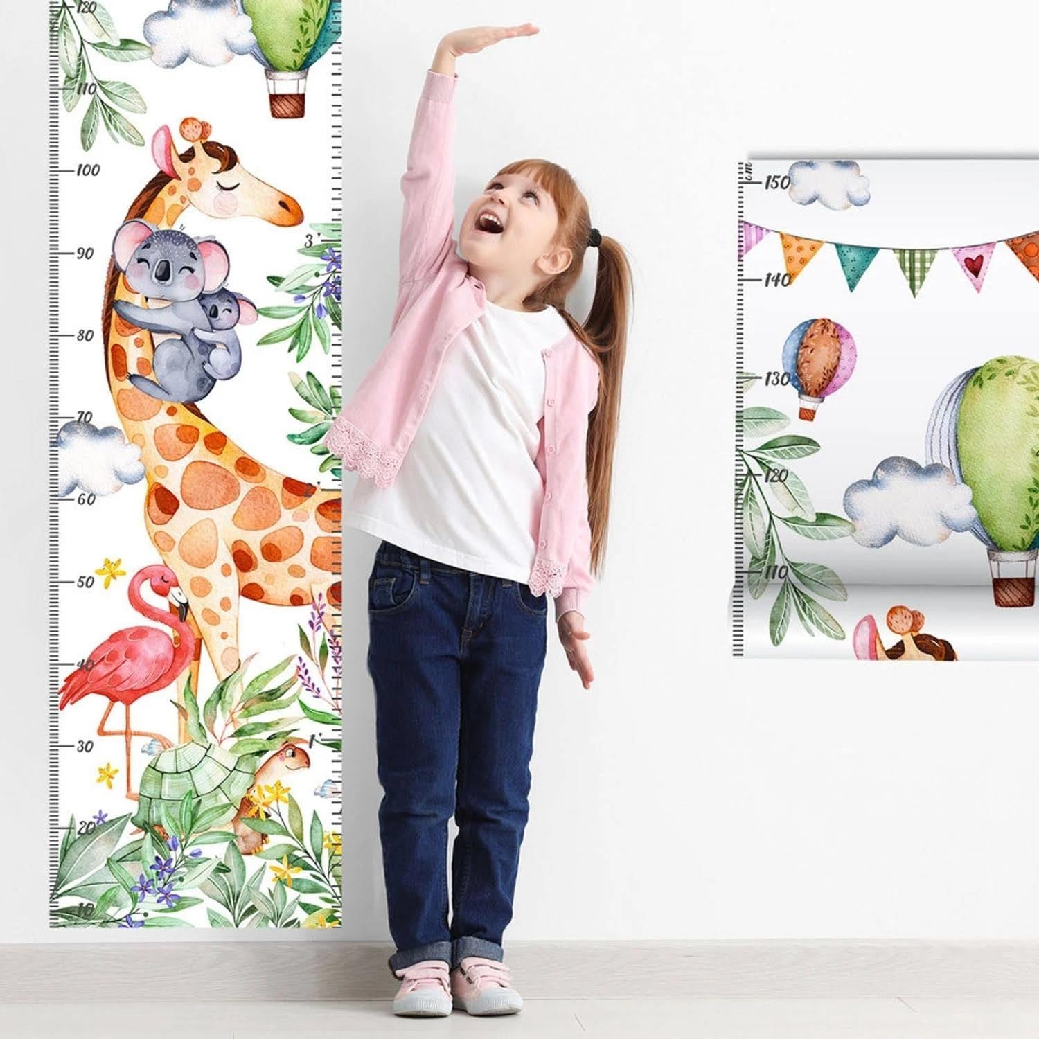 Giraffe Height Chart Wall Sticker for Kids – Fun Growth Chart with 150cm/ 5 Foot Measurement – Removable – Colorful Design for Kids' Room