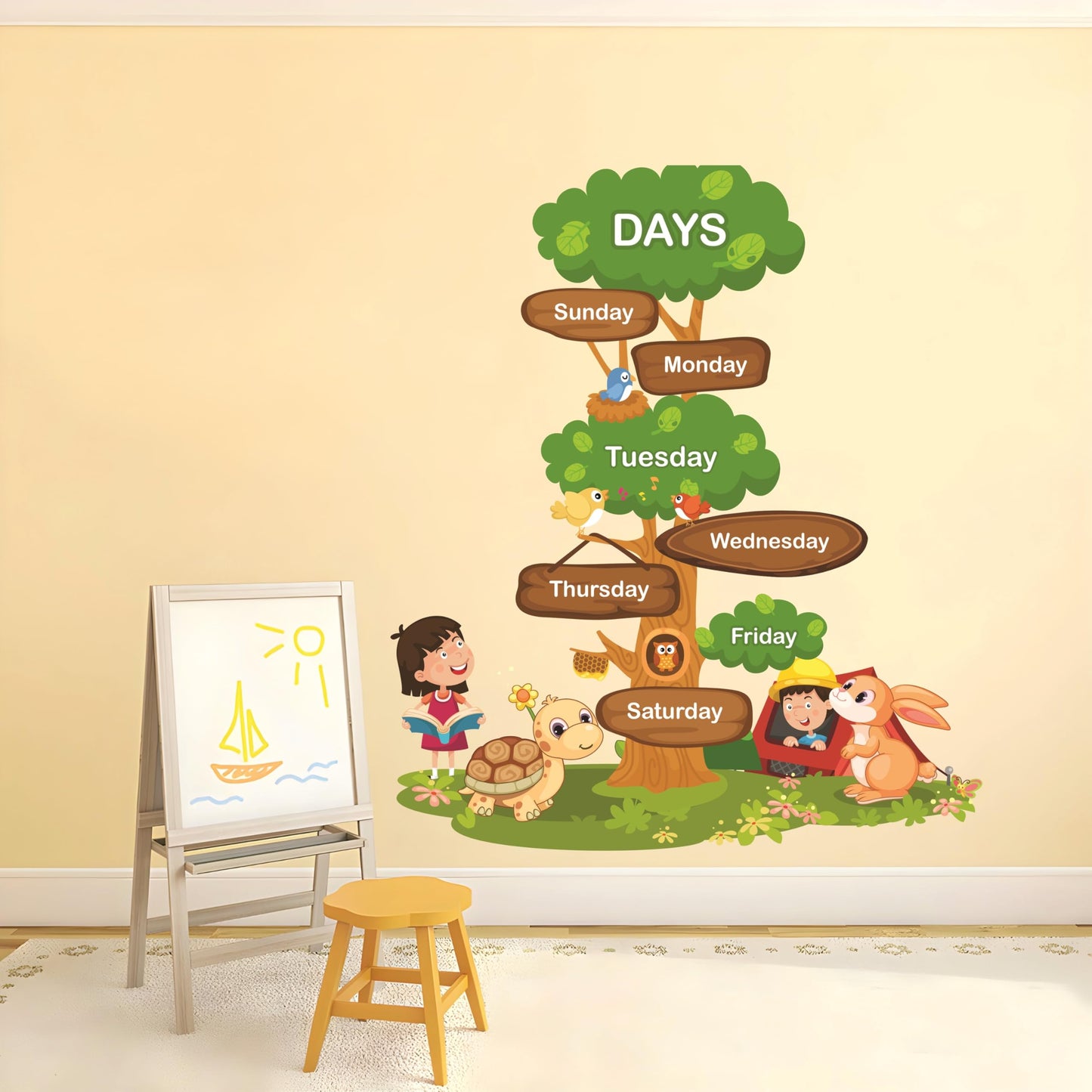 Educational Wall Stickers for Kids Room & Nursery – Fun Learning Decor for Playgroup, Preschool & Kindergarten Day of Weeks
