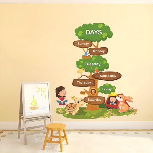Educational Wall Stickers for Kids Room & Nursery – Fun Learning Decor for Playgroup, Preschool & Kindergarten Day of Weeks